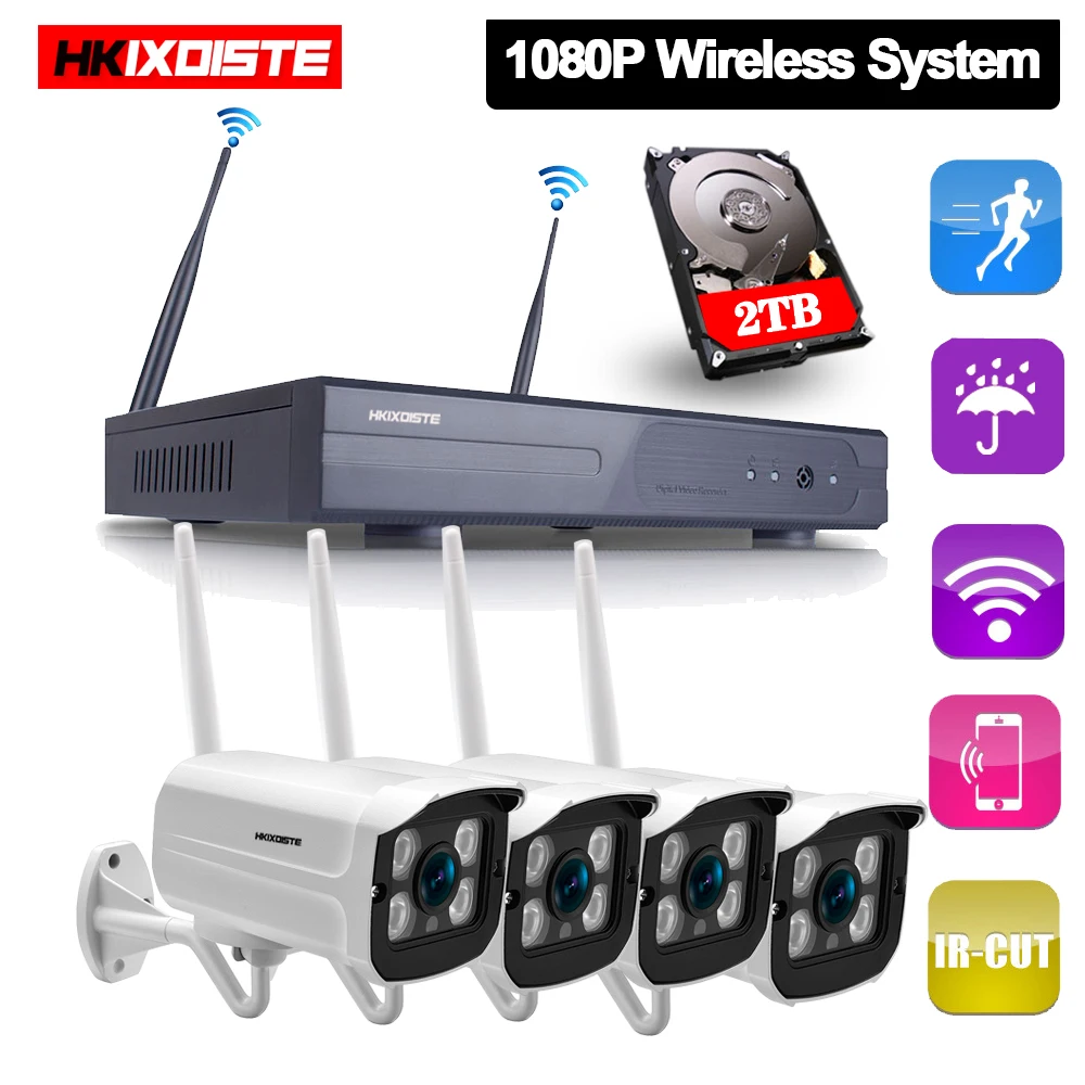 2019 новый комплект беспроводного видеорегистратора 4CH Plug And Play P2P 1080P HD наружная ИК