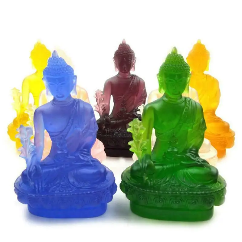 

Статуя 5 дюймов Тибет, буддизм, статуя Будды Liuli, цветная глазурованная поделка, зеленая
