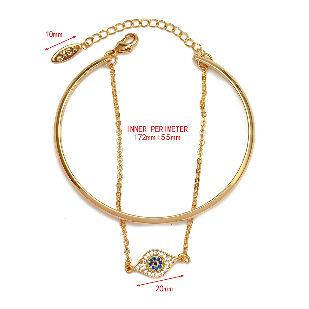EVIL EYE микро браслет усыпанный камнями браслет золотая цепочка Синий Циркон турецкий глаз Открытый браслет регулируемый женский мужской ювелирный EY6499