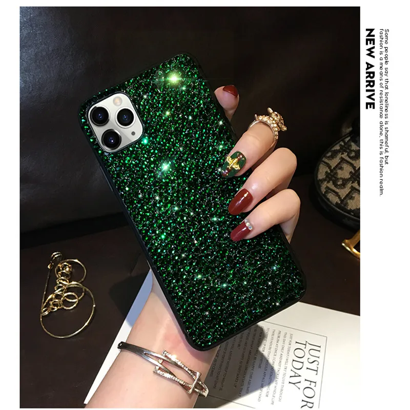 Модный черный мягкий чехол с блестящими стразами для iPhone 11 Pro XS Max XR X 8 7 6 6S Plus SE 2020