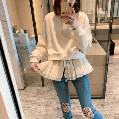 Корейские свободные толстовки из сетчатой пряжи хлопковые Толстовки со