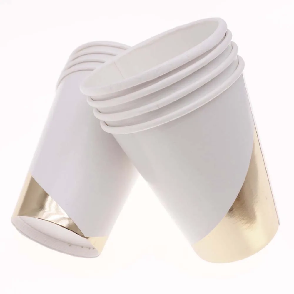 Cup8pcs Новые Вечерние одноразовый лоток Белый Бронзовый Мраморный вечерние бумажные пластины для вечеринки, дня рождения - Цвет: Cup8pcs