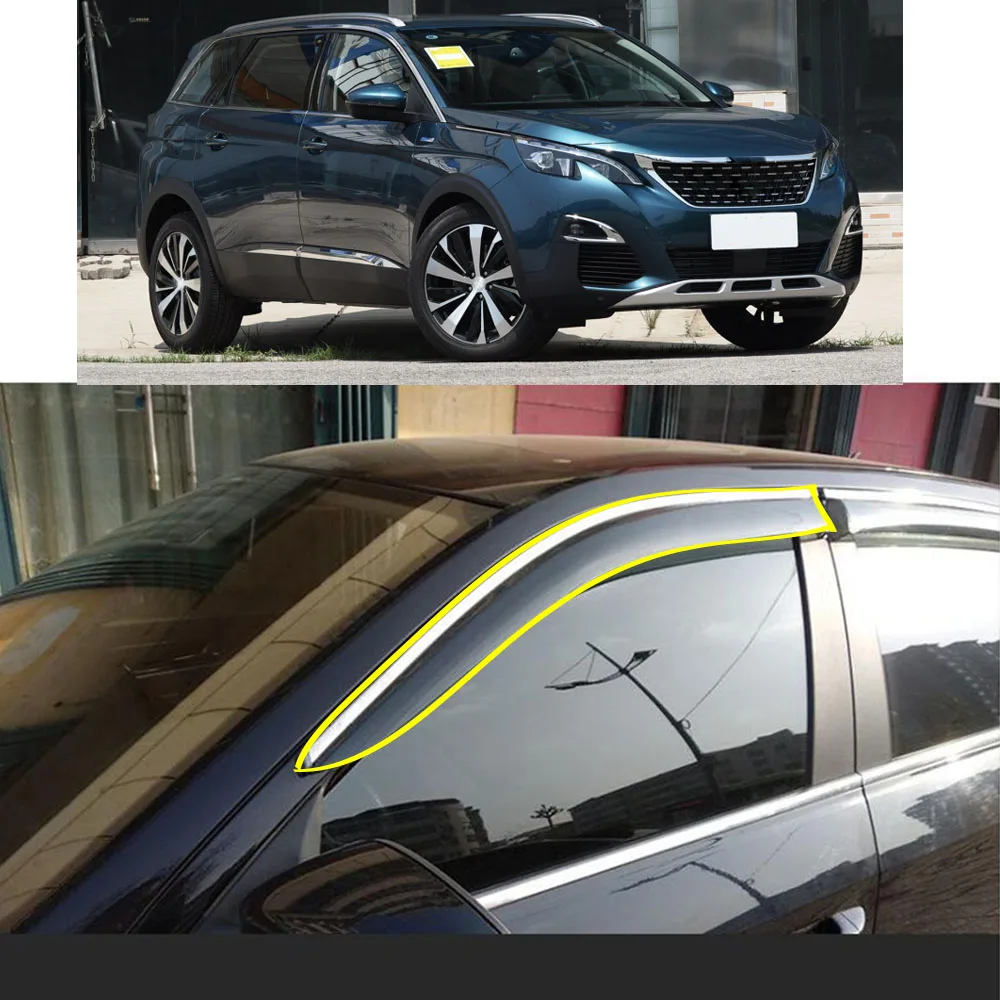 

Стикер для кузова автомобиля, пластиковое окно, стекло, ветрозащитный козырек, защита от дождя/солнца, вентиляционное отверстие для Peugeot 5008 ...