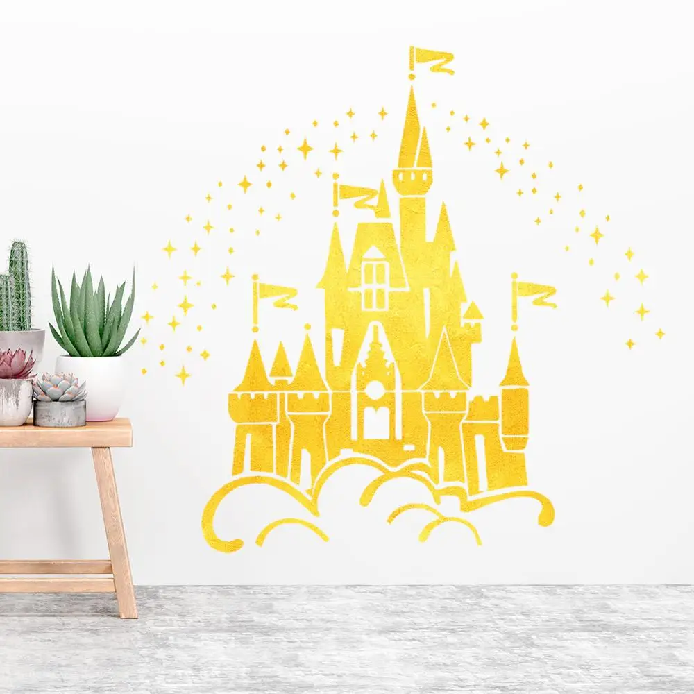 Disney замок под звезды виниловая наклейка на стену для девочек аксессуары спальни