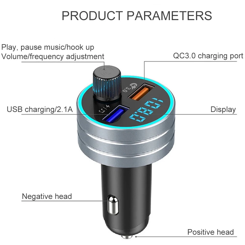 FM передатчик приемник Двойной USB Авто MP3 плеер Bluetooth Hands Free многофункциональное