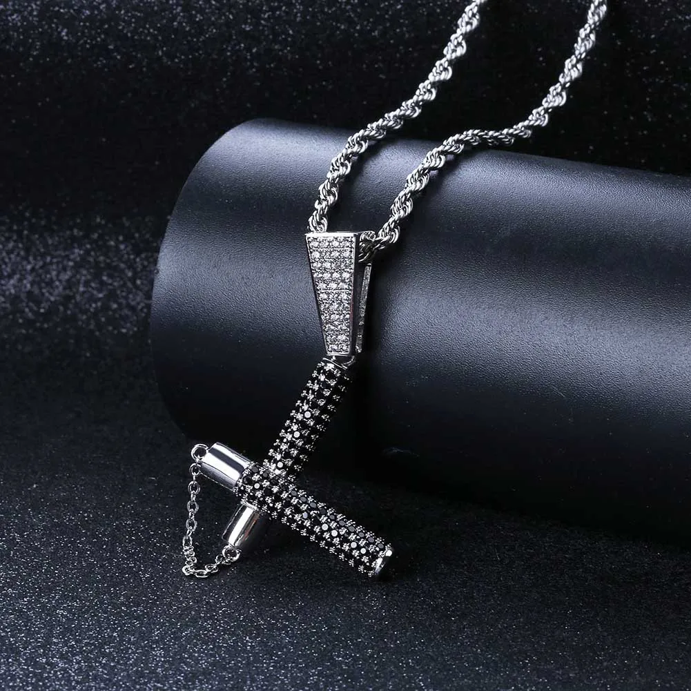 

Iced Out Chain 18K Gold Plated Fully Zirconia Simulated Diamond Nunchaku Hip Hop Pendent Necklace for Men Women Charm Jewelry