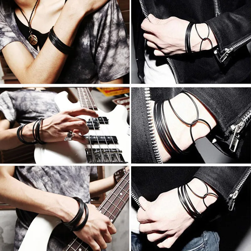 10 шт черный силиконовые браслеты в стиле панк рок резиновая унисекс браслет для