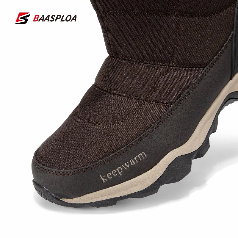 Baasploa 2022 New Men's Winter Warm Shoes Waterproof Leather Cotton Snow Boots Non-slip Thick Bottom Male Walking Hiking Shoes