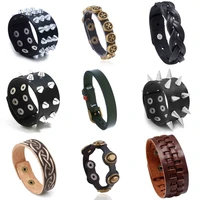 2021 punk gothic rock cuspidal spikes rivet wide leather cuff men bracelet wristbands charm bangle goth unisex jewelry gifts