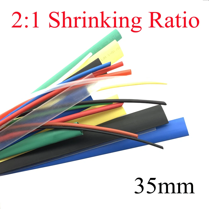 

1M Heat Shrink Tube 35mm Diameter Insulated Polyolefin 2:1 Shrinkage Ratio Wire Wrap Connector Line Repair 1KV Cable Sleeve