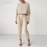 spring and autumn retro zipper khaki pants womens high waist office pants womens brown pants overalls pants 2021