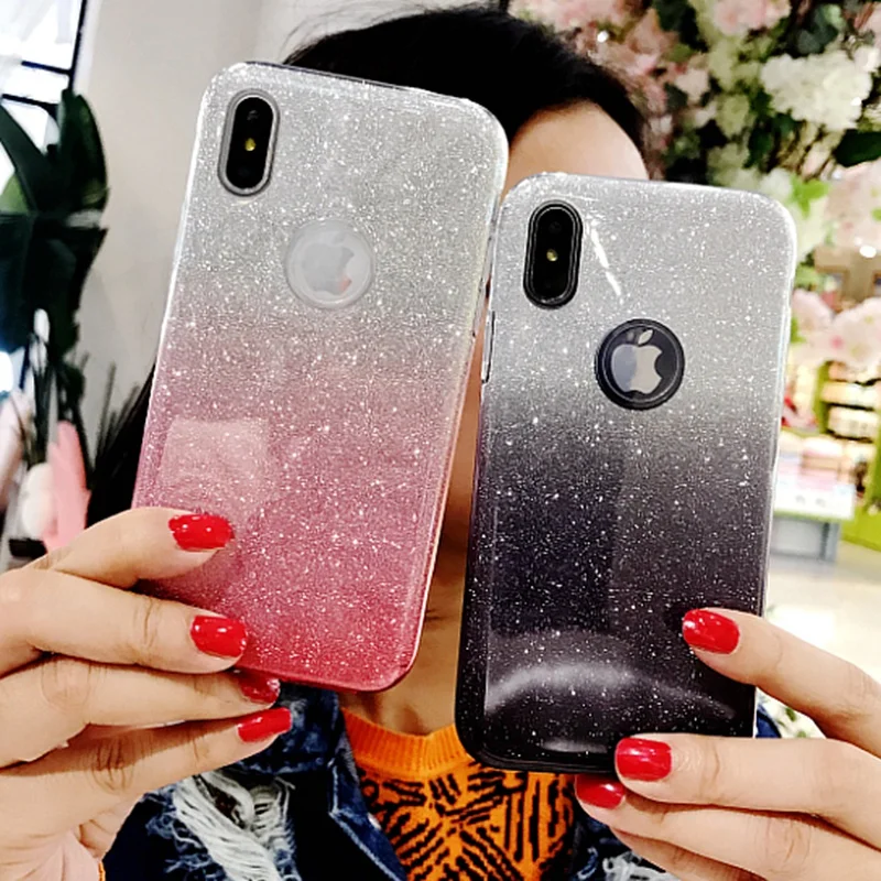 Блестящий чехол для iphone X XS 11 Pro MAX XR 10 7 8 Plus 6s 6 7Plus градиентные цвета мягкий