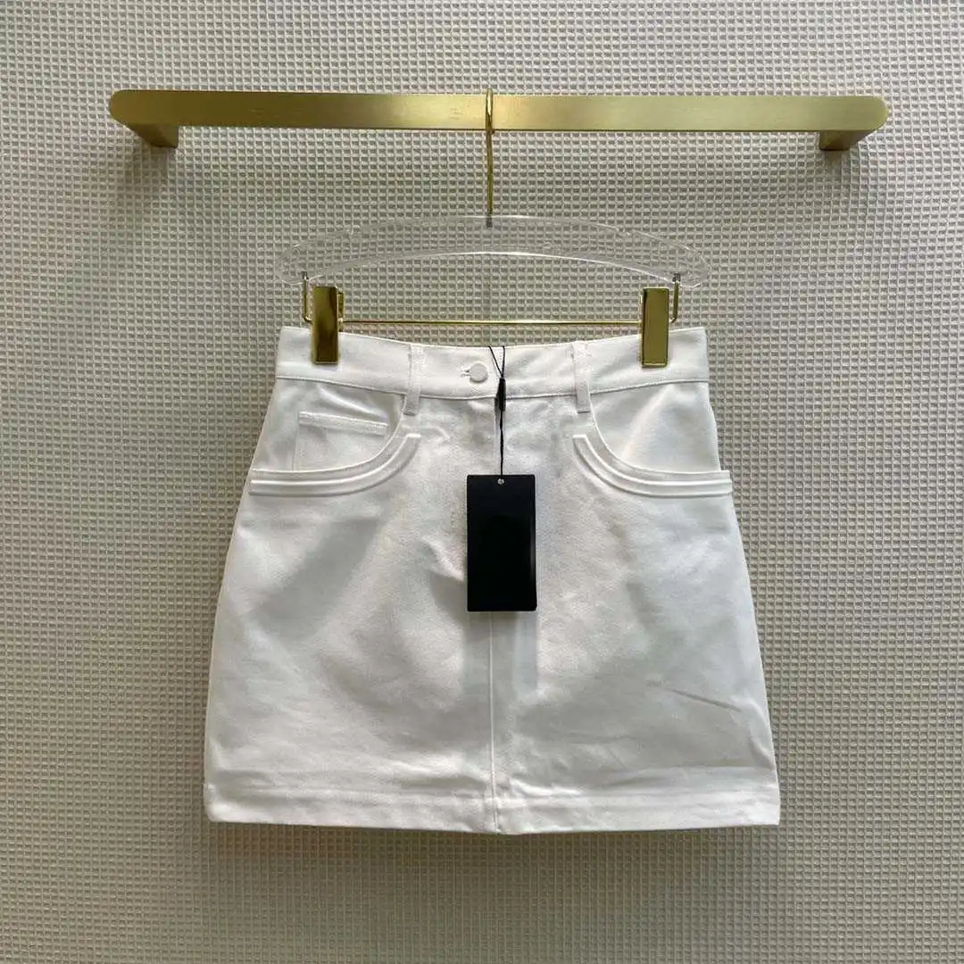 

2021 Summer White Denim Skirts for Women High-end Brand High Waist Straight Slim Mini Skirts High Quality Hot Denim Skirts Lady