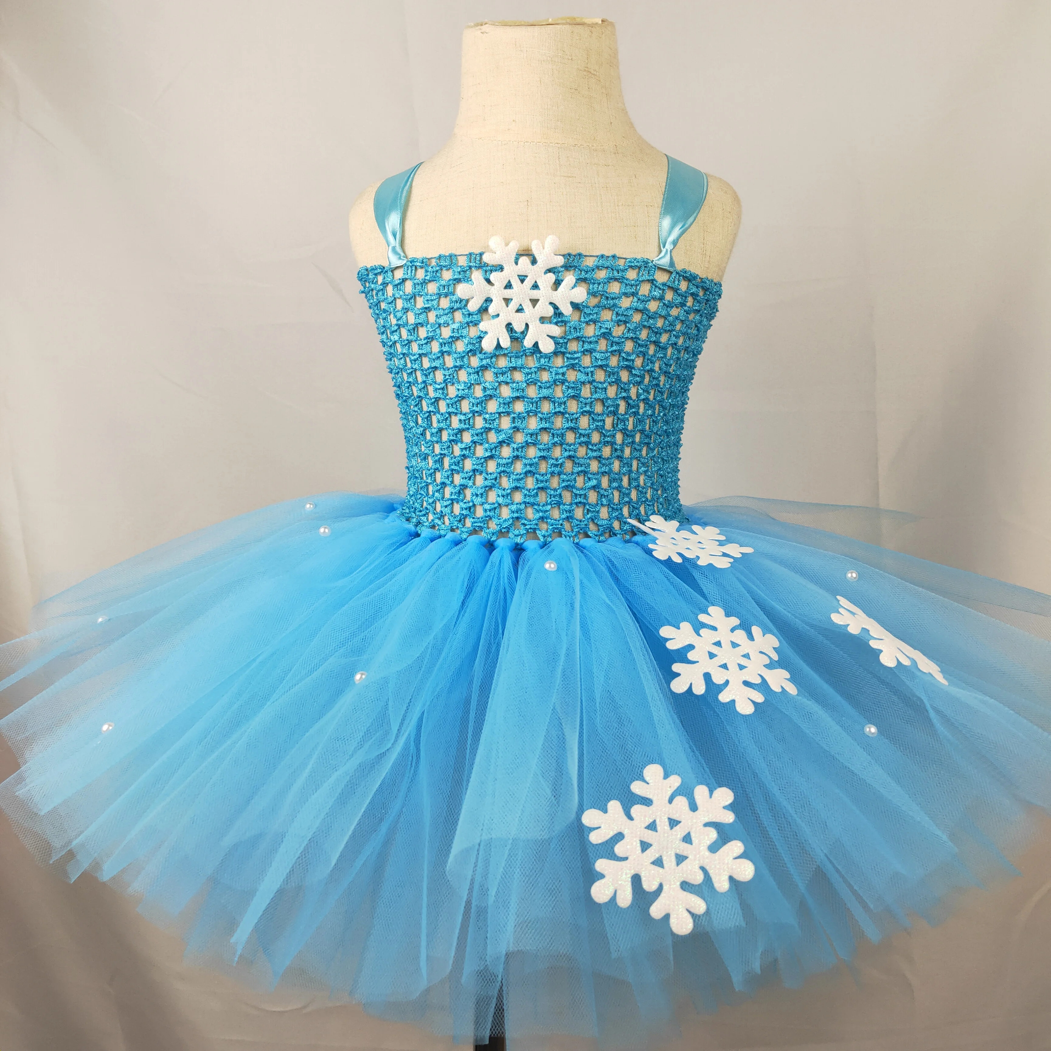 

Платья для девочек небесно-голубого цвета, платье-пачка для девочек с принтом снежинки; Платье День рождения детей вечерние Юбки-пачки для д...