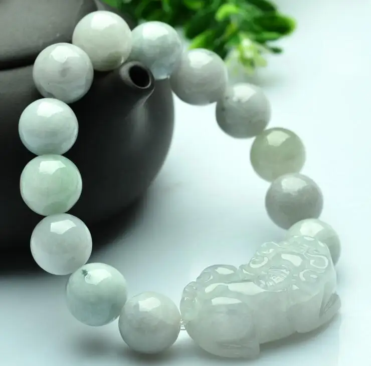 

Pixiu round bead jade bracelet for men and women бижутерия для женщин factory direct sales of natural burmese Jade A Goods Gifts