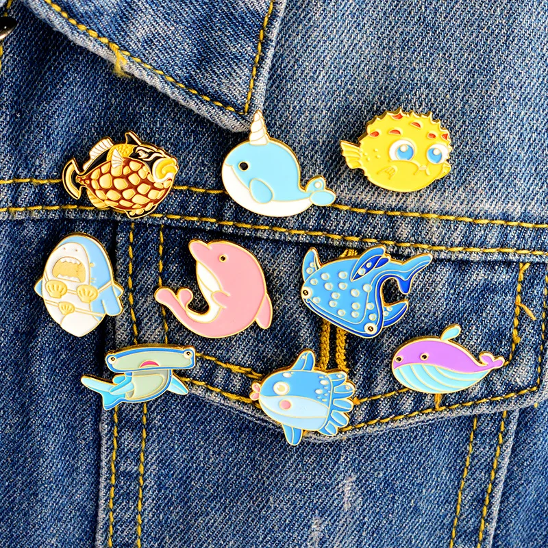 

MIX DESIGNS Japanese adorable pet sea lovely delicate fish women's accessories Enamel Pins Bag Badges Brooches clothes label pin