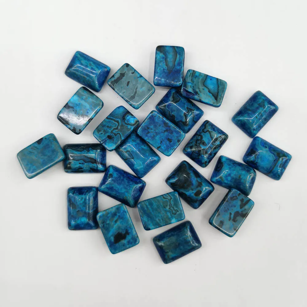 

Fashion Natural blue agate Stone 10x14MM square Beads Cabochon jewelry making accessories Wholesale 24Pcs Free shipping no hole