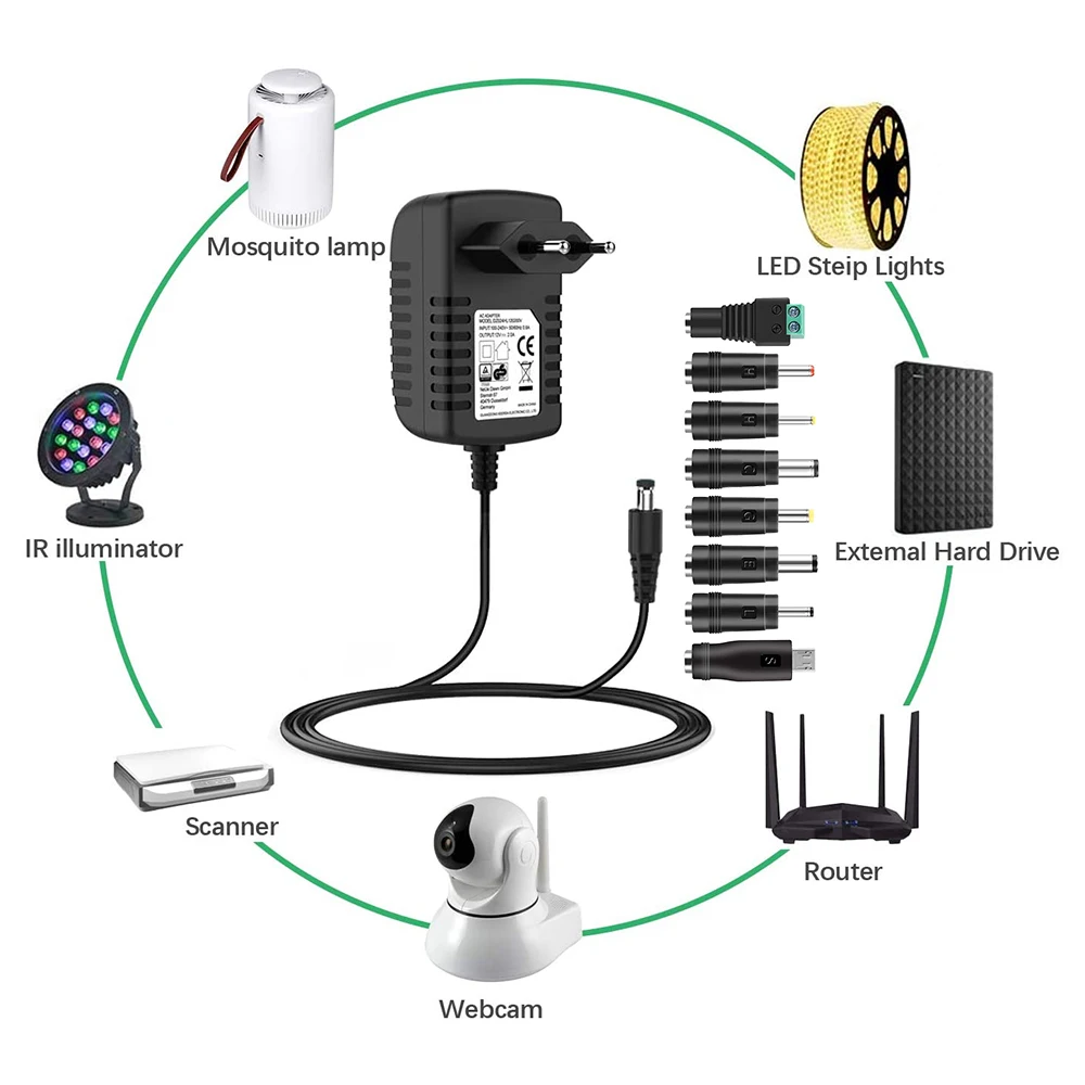 Адаптер питания 12 В 2 А адаптер постоянного тока для ЕС зарядное устройство