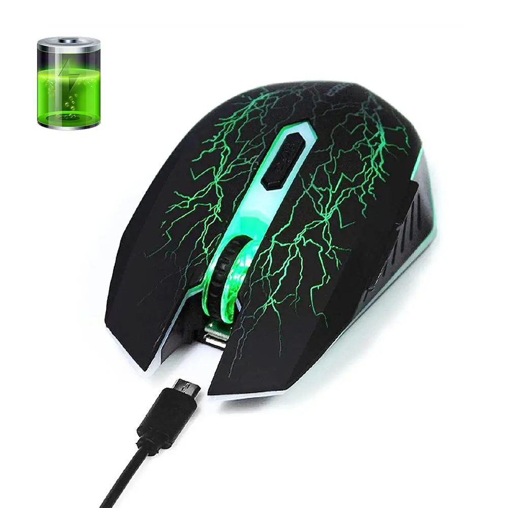 Бесшумная игровая беспроводная мышь 2400 точек/дюйм мигающая 2 4 ГГц перезаряжаемая