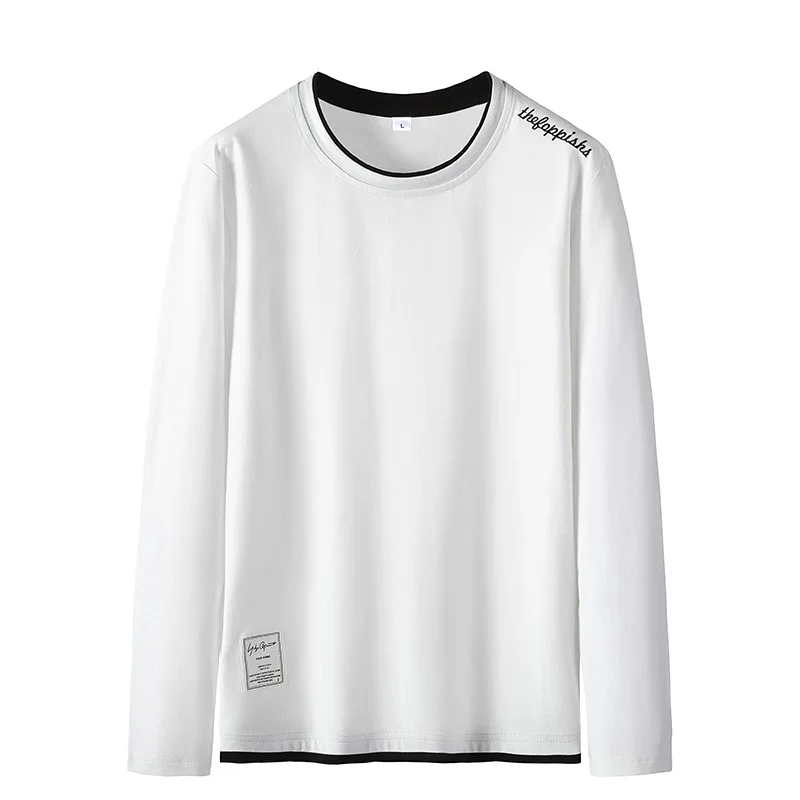

The new spring 2021 men's long sleeve T-shirt men's shirt loose youth pure color coat render unlined upper garment