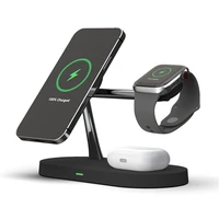 wireless charger 5 in 1 smart phone magnetic holder for iphone 12 pro max mini airpods apple watch led light