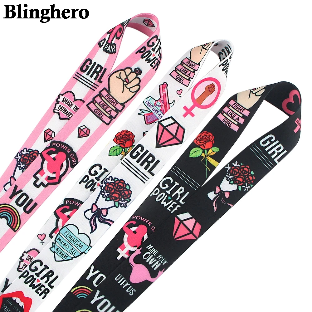 CA1476 Feminism Keychain Lanyards Badge Id Holder ID Card Pass Cell Phone USB Neck Straps Key Band Gift for women | Мобильные