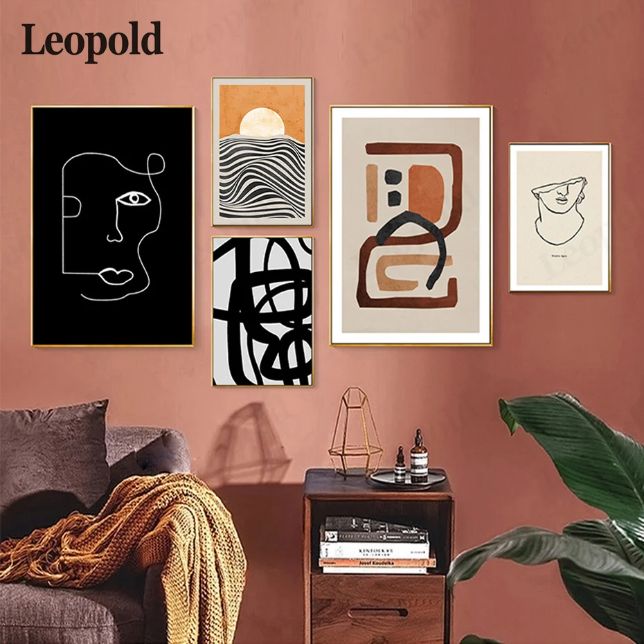 

Morden Abstract Line Art Canvas Poster Spray Painting Living Room Bedroom Trendy Geometric Interior Wall Art Poster