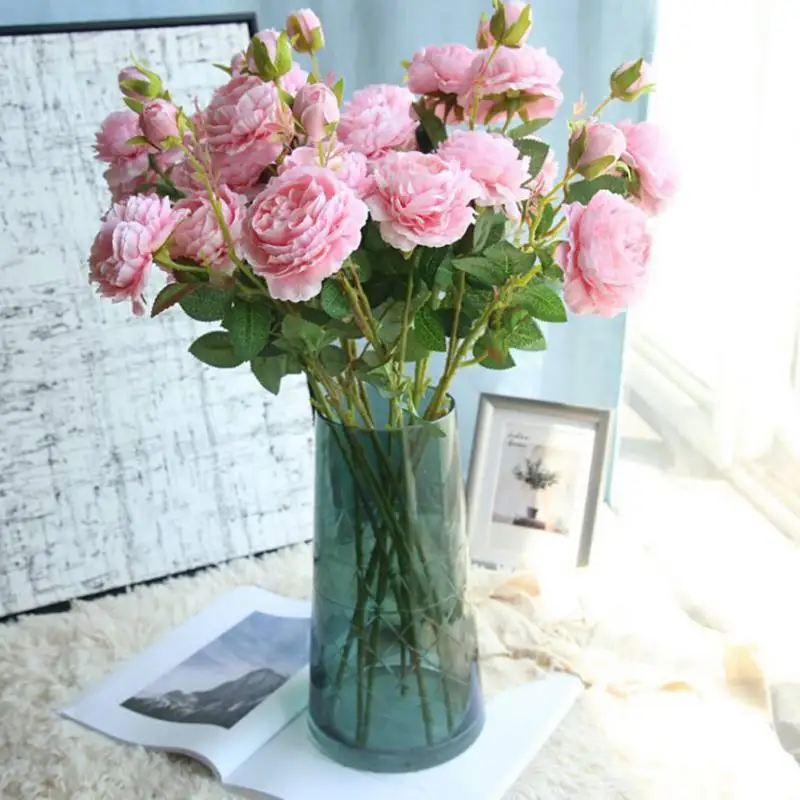 Высокое качество шелковые цветы европейские Искусственные Осенняя яркая Роза