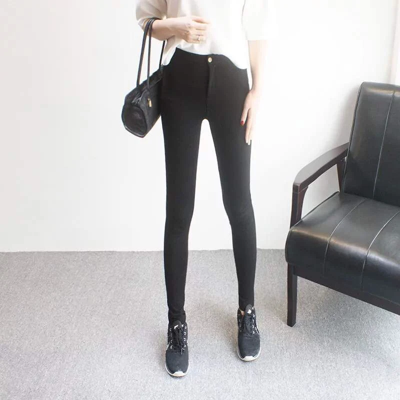 Женские джинсовые брюки-карандаш с высокой талией однотонные облегающие