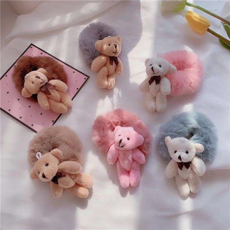

20 PCS/lot The Cute Bear Hair Rope Cute Girl Simple Forest High Elastic Leather Hair Ring Hair Accessories for Women Headwear