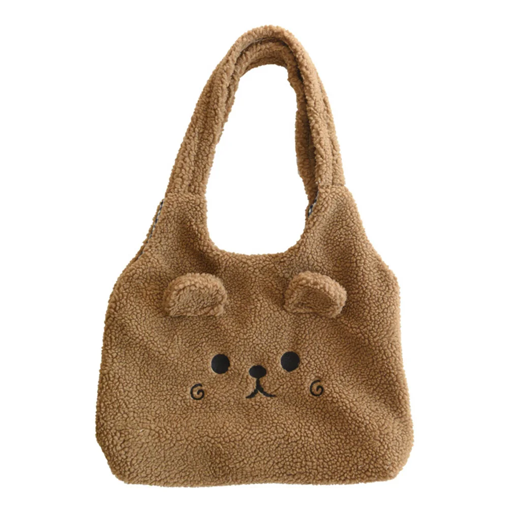 

Plush Animal Material Messenger Bag Student Large Capacity Shoulder Bags Original Design Tote Female Shopping Handbag