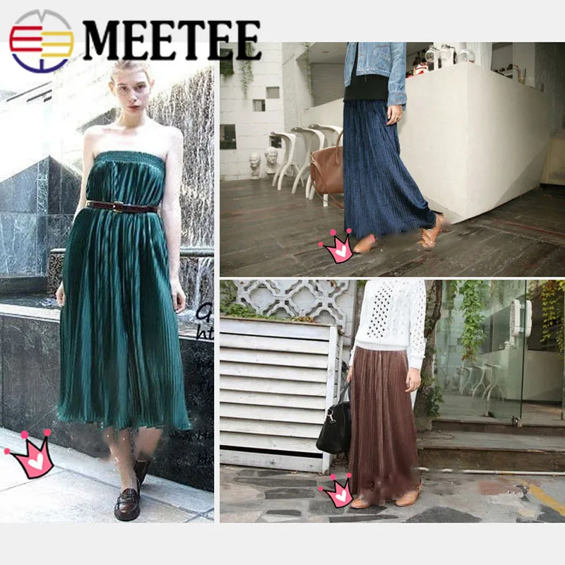 Однотонная плиссированная ткань Meetee 50/100 см X 150 Золотая Бархатная для зимней
