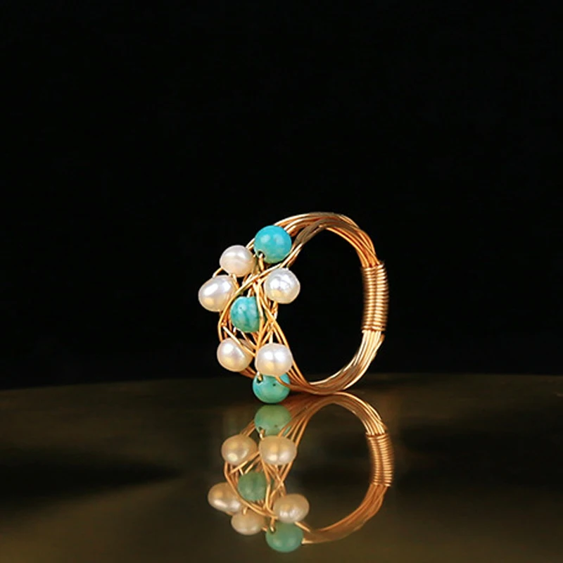 Ручная работа натуральный пресноводный жемчуг камень бусины Медный провод