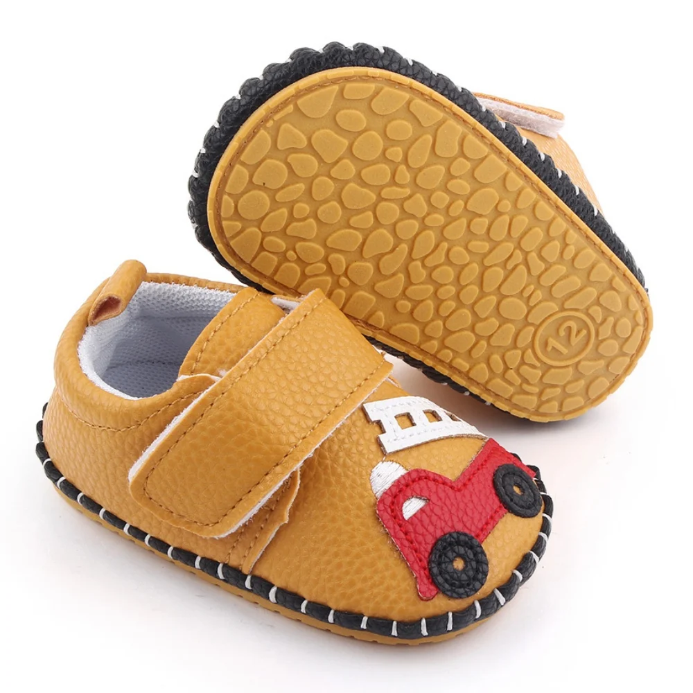 Обувь для новорожденных из ПУ кожи нескользящая Мягкая резиновая обувь с