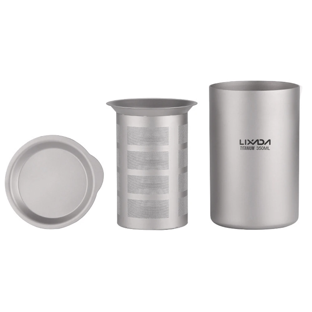 Титановый чайник Lixada с двойной стенкой 350 мл|Столовые приборы для пикника| |