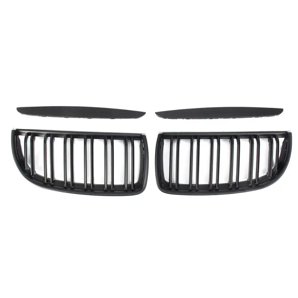 Полные комплекты матовая Черная передняя почек гриль двойной 2 линии гоночные