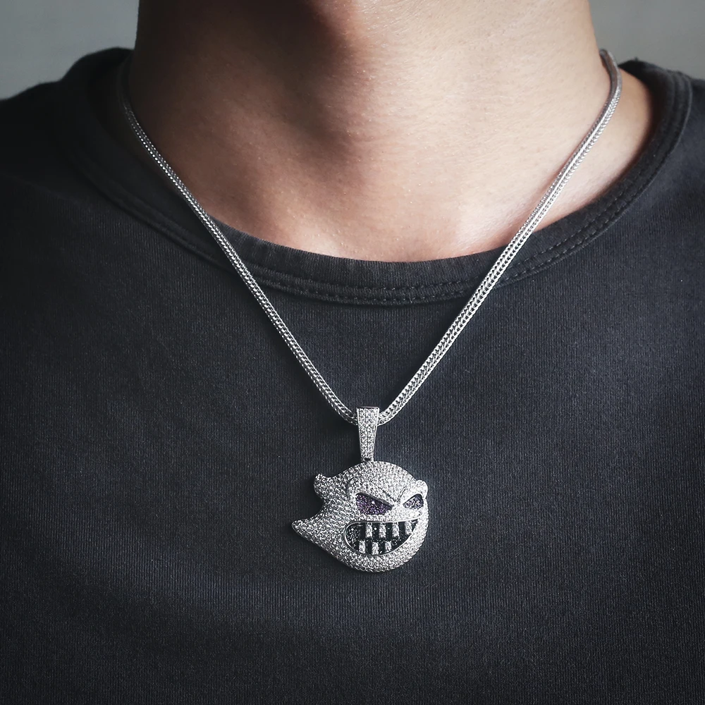 

DNSCHIC Iced Out Grimace Pendant Hip Hop Pendant for Mens Women Full Zircon Hip Hop Jewelry Distribution 3MM Twist Chain