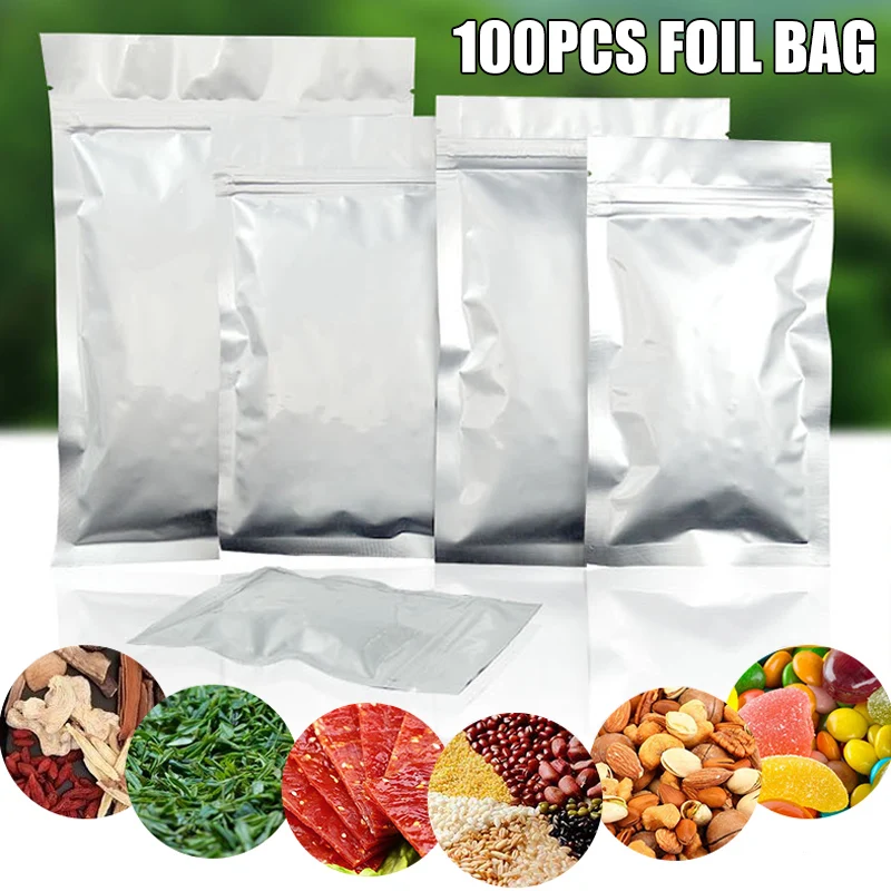 Горячие 100 шт. закрывающиеся пакеты из алюминиевой фольги на молнии плоский замок