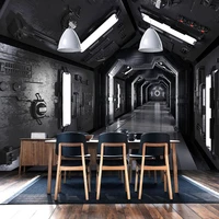 custom photo wallpaper retro 3d stereo tunnel space expansion murals restaurant cafe ktv bar creative background wall painting