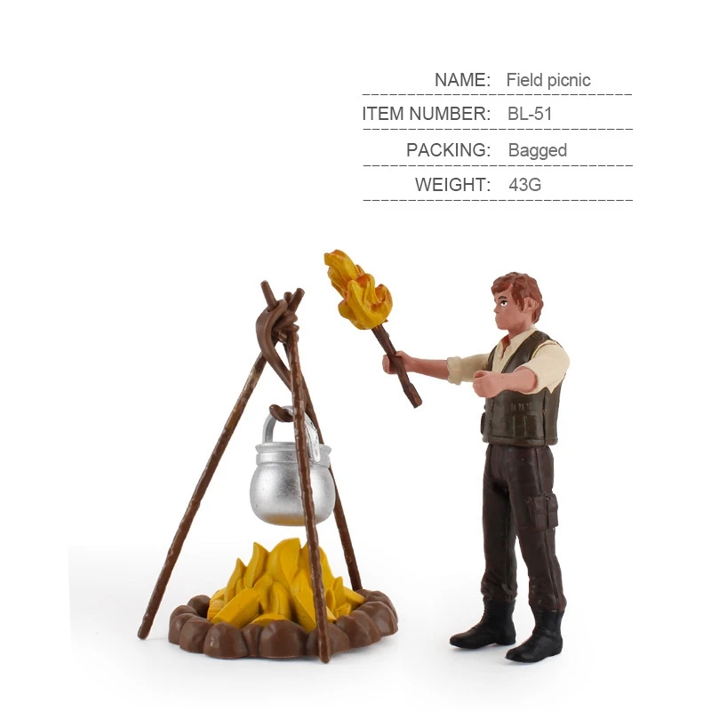 

Simulation Forest Boil Water Field Picnic Playset Hunter Scene Action Figures Model Figurine Educational Toys for Kids