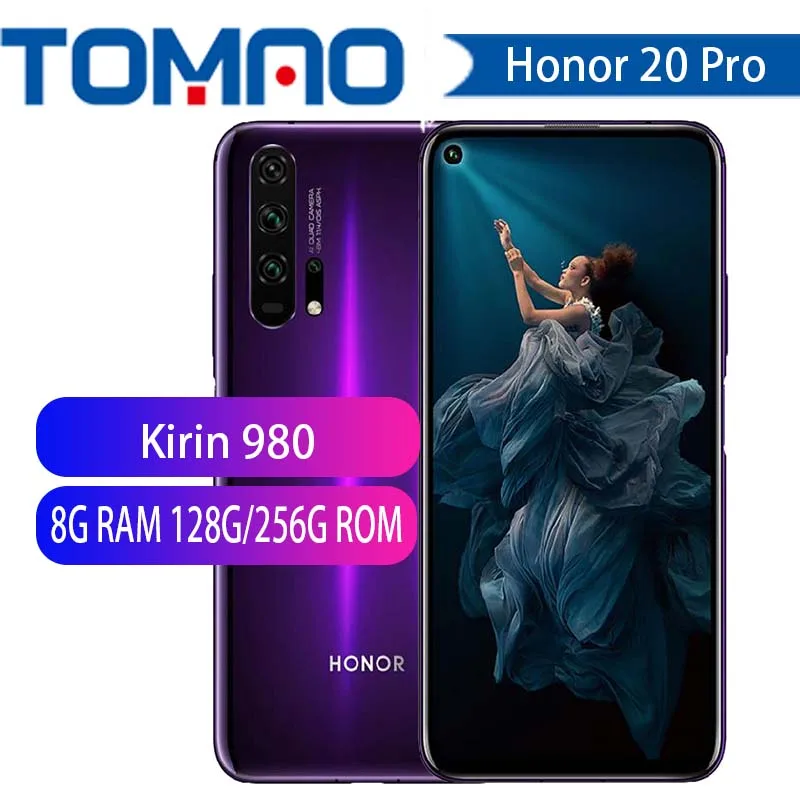 Оригинальный HONOR 20 PRO мобильный телефон 6 26 дюймов 8 Гб 128 ГБ Kirin 980 Восьмиядерный