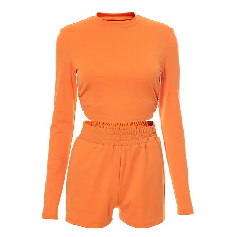 Осенний Женский комплект из двух предметов для фитнеса и йоги однотонная