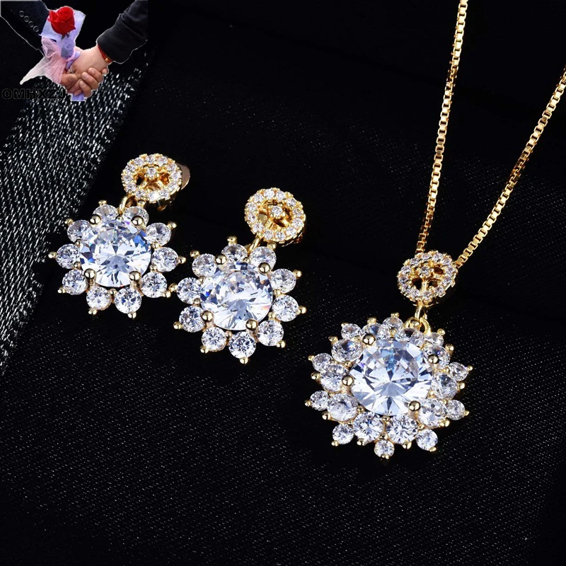 

Ожерелье и серьги OMHXZJ из белого золота 18 карат с подсолнухом