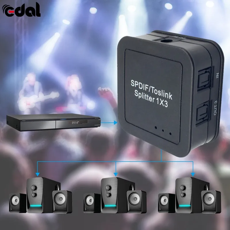 Портативный мини SPDIF TOSLINK Женский цифровой оптический 1x3 1 вход 3 выход аудио