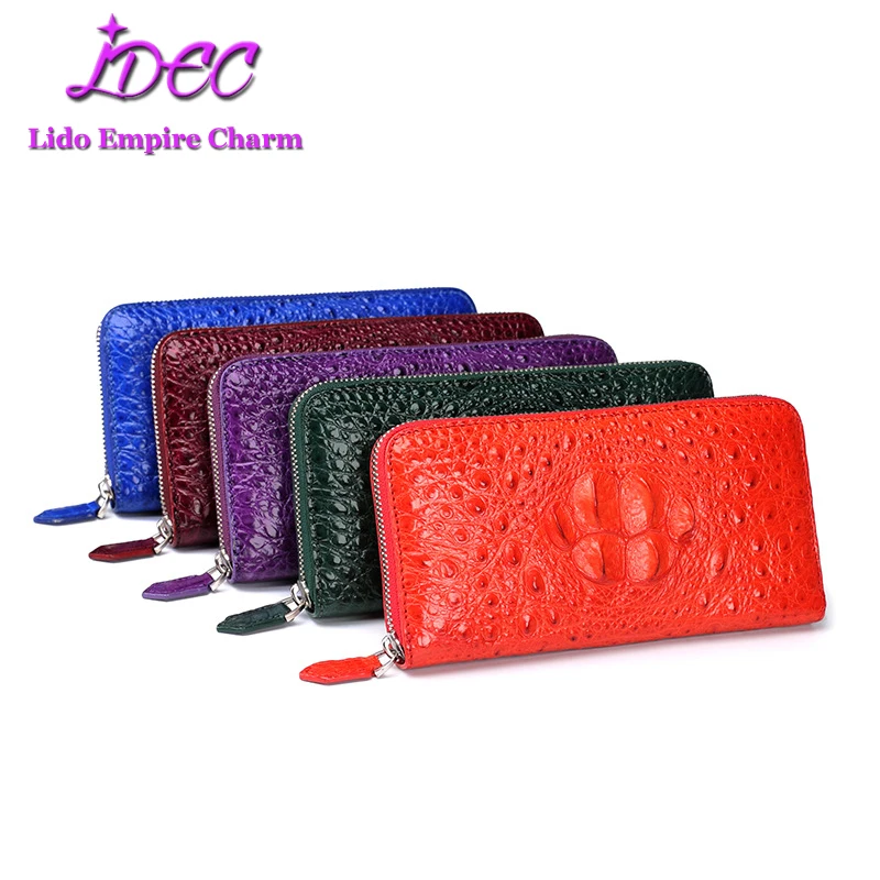 Luxury Elegant Women s Fashion Design Wallet Long Style Real Crocodile Leather Purse Wallet Multi-color Optional