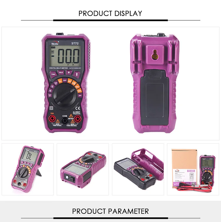 Nicetymeter ST72 ЖК-дисплей Цифровой мультиметр Авто Диапазон батареи тест портативный автомобильный тестер с подсветкой NCV светодиодная вспышка DIY