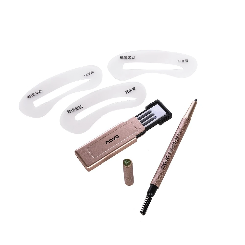 Fashion 4 Colors NOVO Eyebrow Pencil Longlasting Waterproof EyeBrow Template Kit Natural Professional Eye Makeup Tool | Красота и