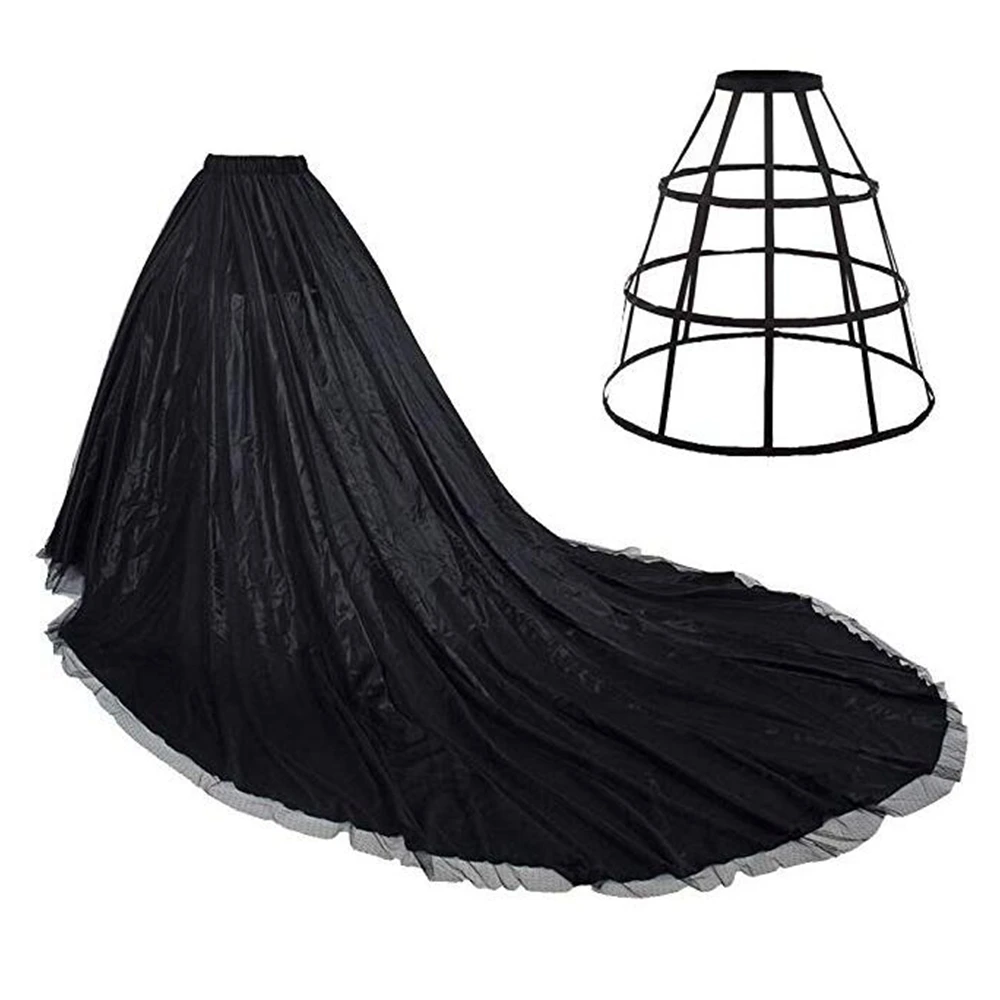 

Women Overlay Skirt Elegant Wedding Floor Length Maxi Long Train Court Prom Gown