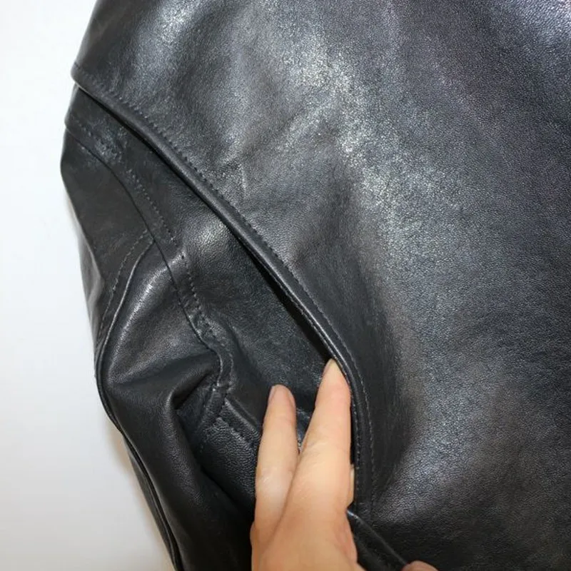 

Quality Men High Moto Biker Genuine Leather Jacket Business Casual Outwear Sheepskin Leather Coat Male Slim Fit Windproof Jacket