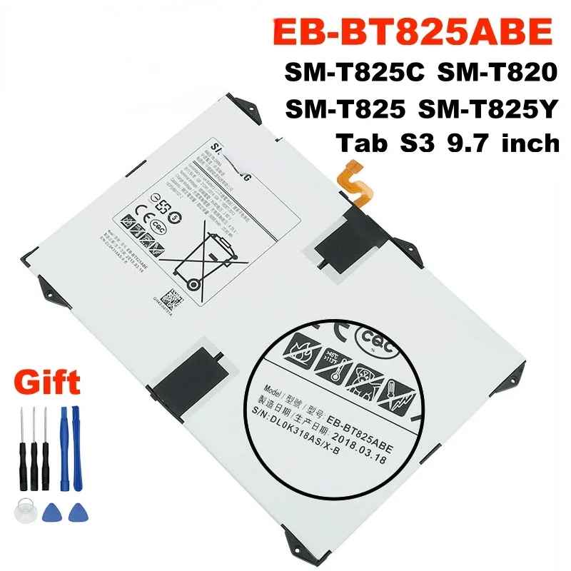 

Tab S3, 10,1-дюймовый телефон, Оригинальная батарея Samsung T820 T825 для SAMSUNG, аккумулятор и инструменты